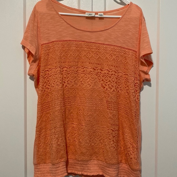 Cato Tops - CATO Women’sShort Sleeve  Lace / Patchwork look Top |Size 18/20W